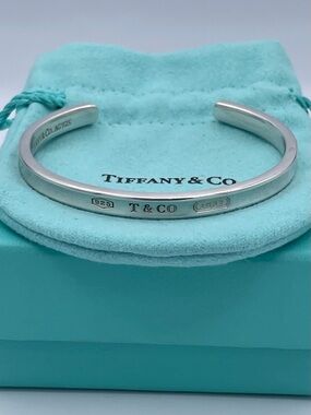 Tiffany & Co. 1837 Sterling Silver 925 Cuff Bracelet 5mm Minimalist Luxury 6”